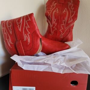 Red Western Heeled Boots